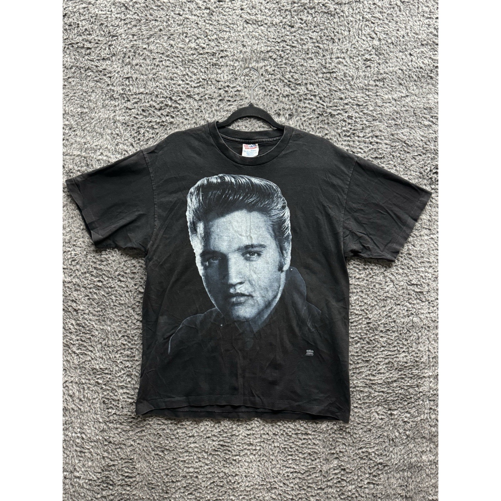 Rare Vintage Elvis Presley Big Face 1994 Single Stitched T Shirt 90s Black Sz Xl